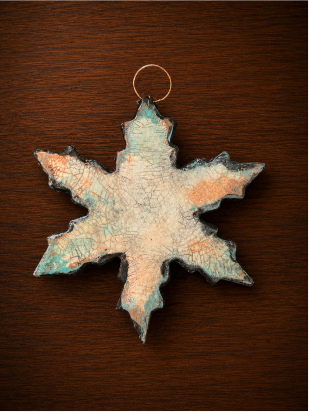 Unbranded Holiday Ornament One Size Beige Teal Snowflake